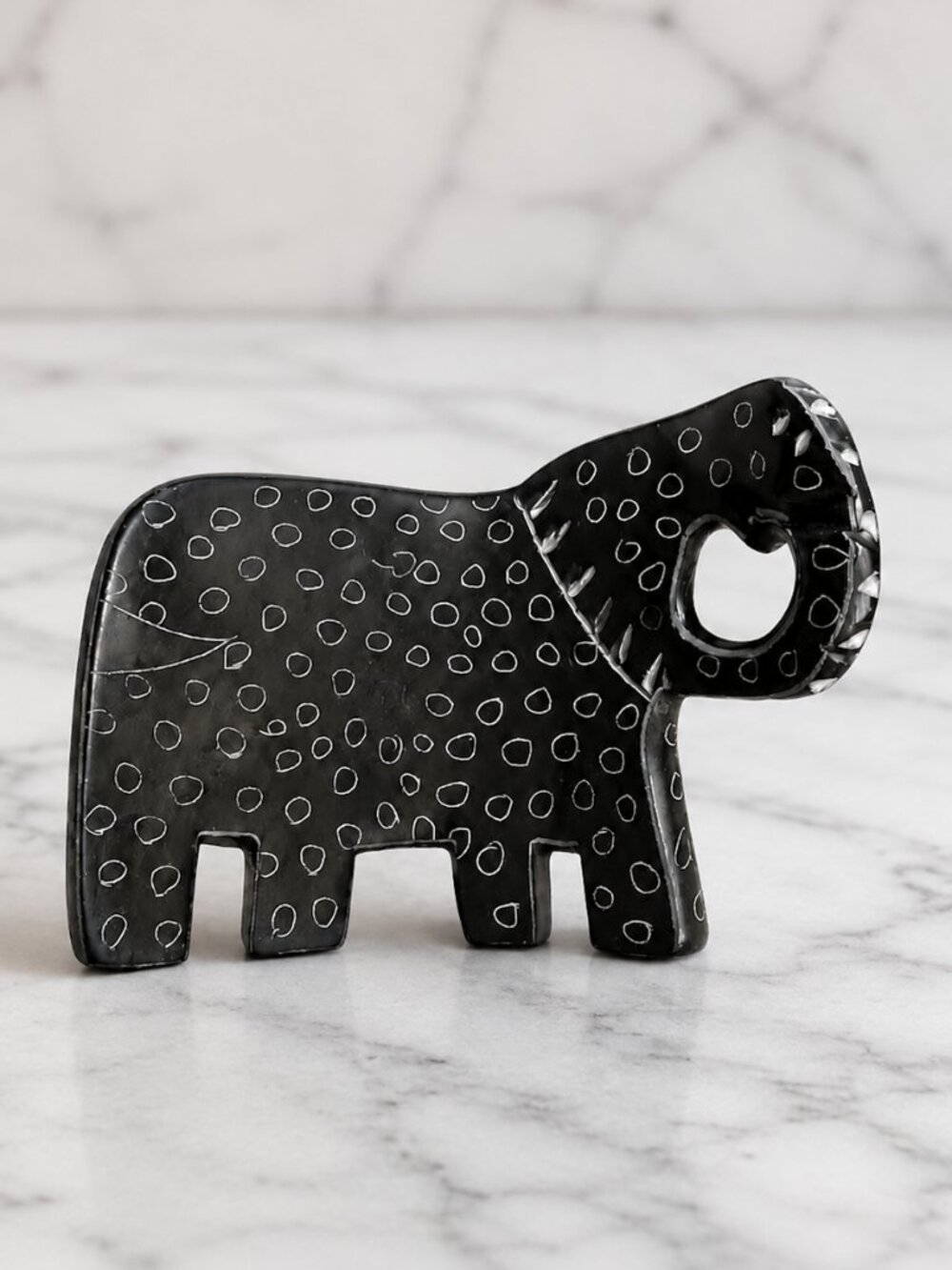 Kenya Hand Carved Soapstone Baby Elephant Figurine African Art 3.5"
